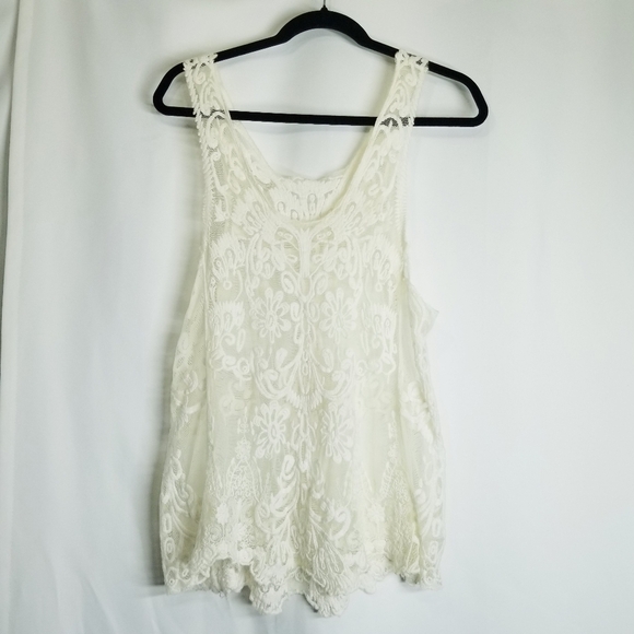 Unbranded No Tags crochet‎ lace top cream overlay small look at measurements - Picture 1 of 7